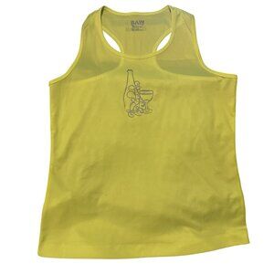 Will Run For Wine Running Singlet Neon Yellow RUseeN Refective Tank Small